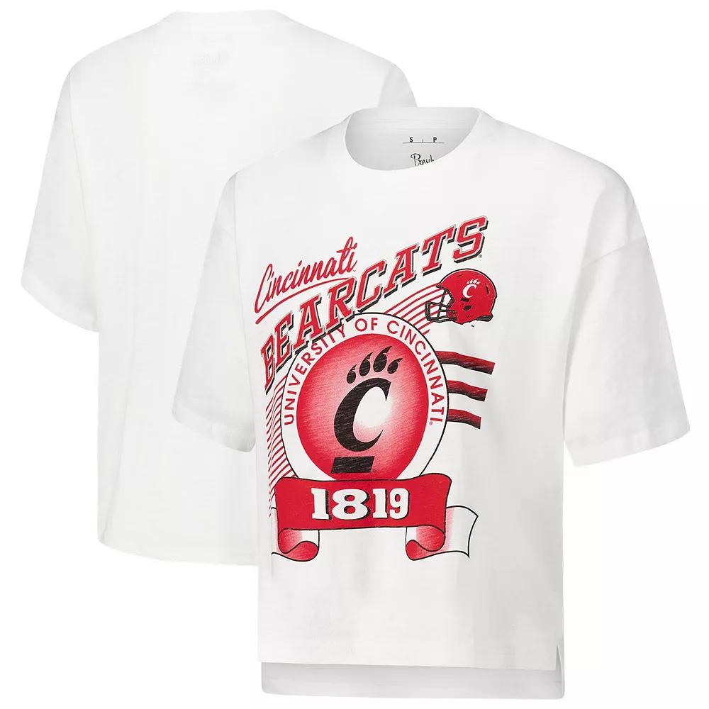 Women's Pressbox White Cincinnati Bearcats Rock & Roll Slub T-Shirt,  Product Image