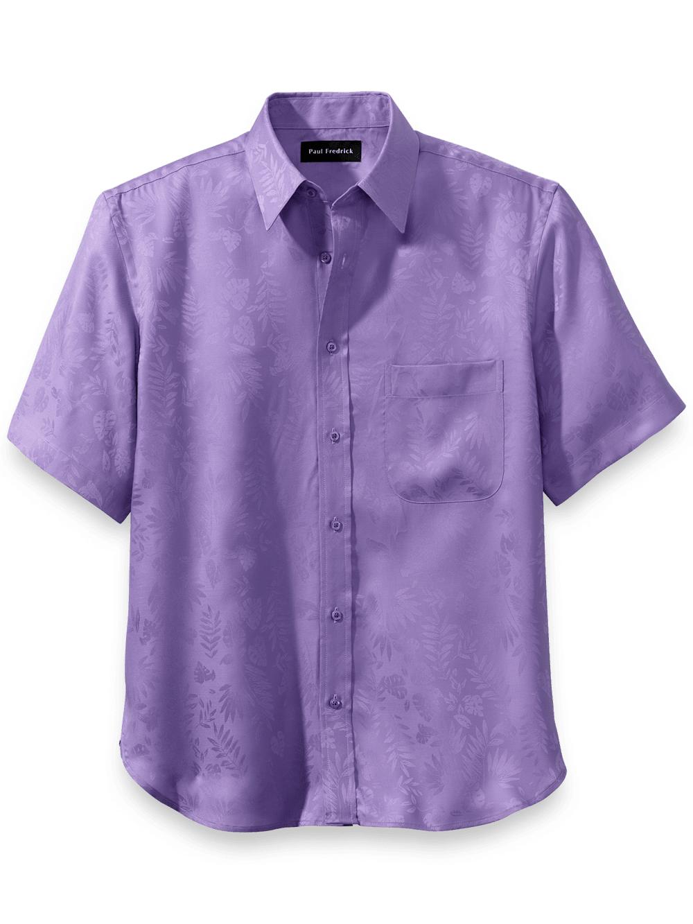 Lyocell Solid Jacquard Casual Shirt - Lavender Product Image