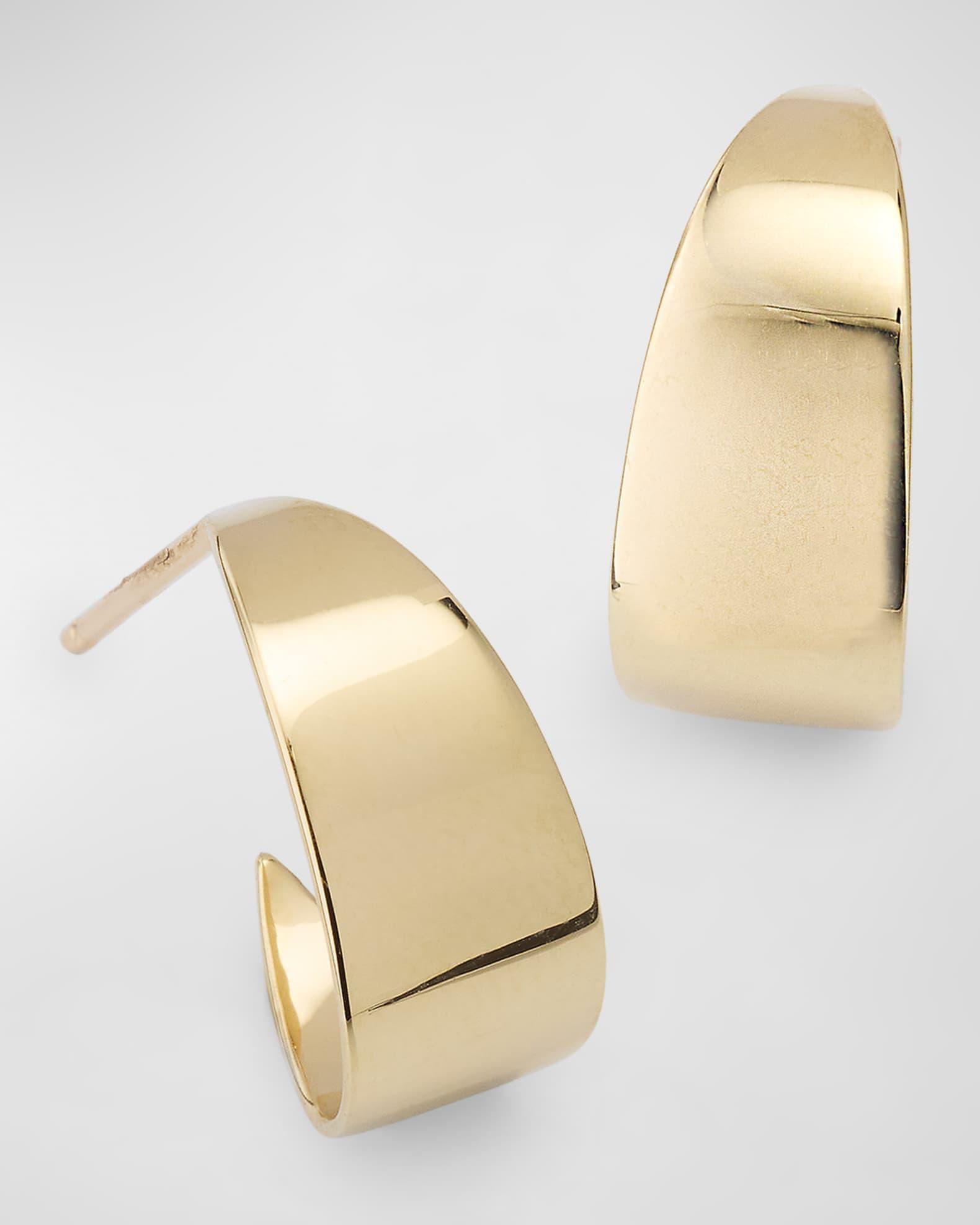 14K Yellow Gold Wrapped Wide Curved Huggie Earrings Product Image