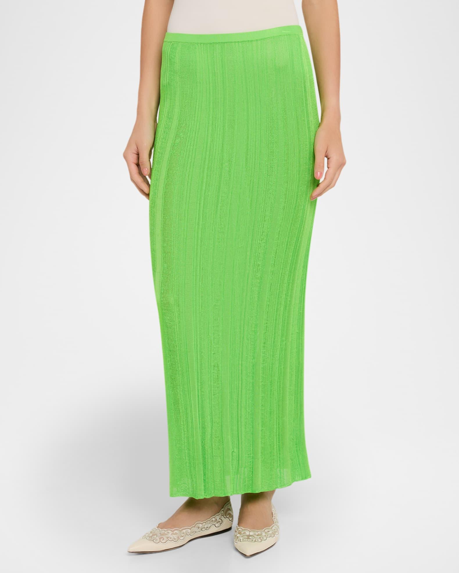 Daniella Plisse Silk Knit Maxi Skirt Product Image