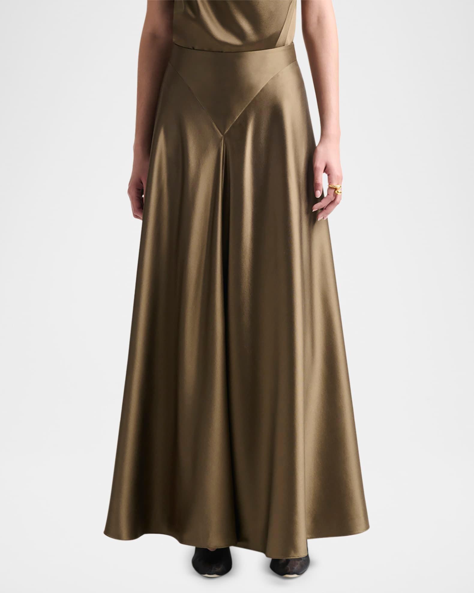 Ames Yoke Silk Maxi Skirt Product Image
