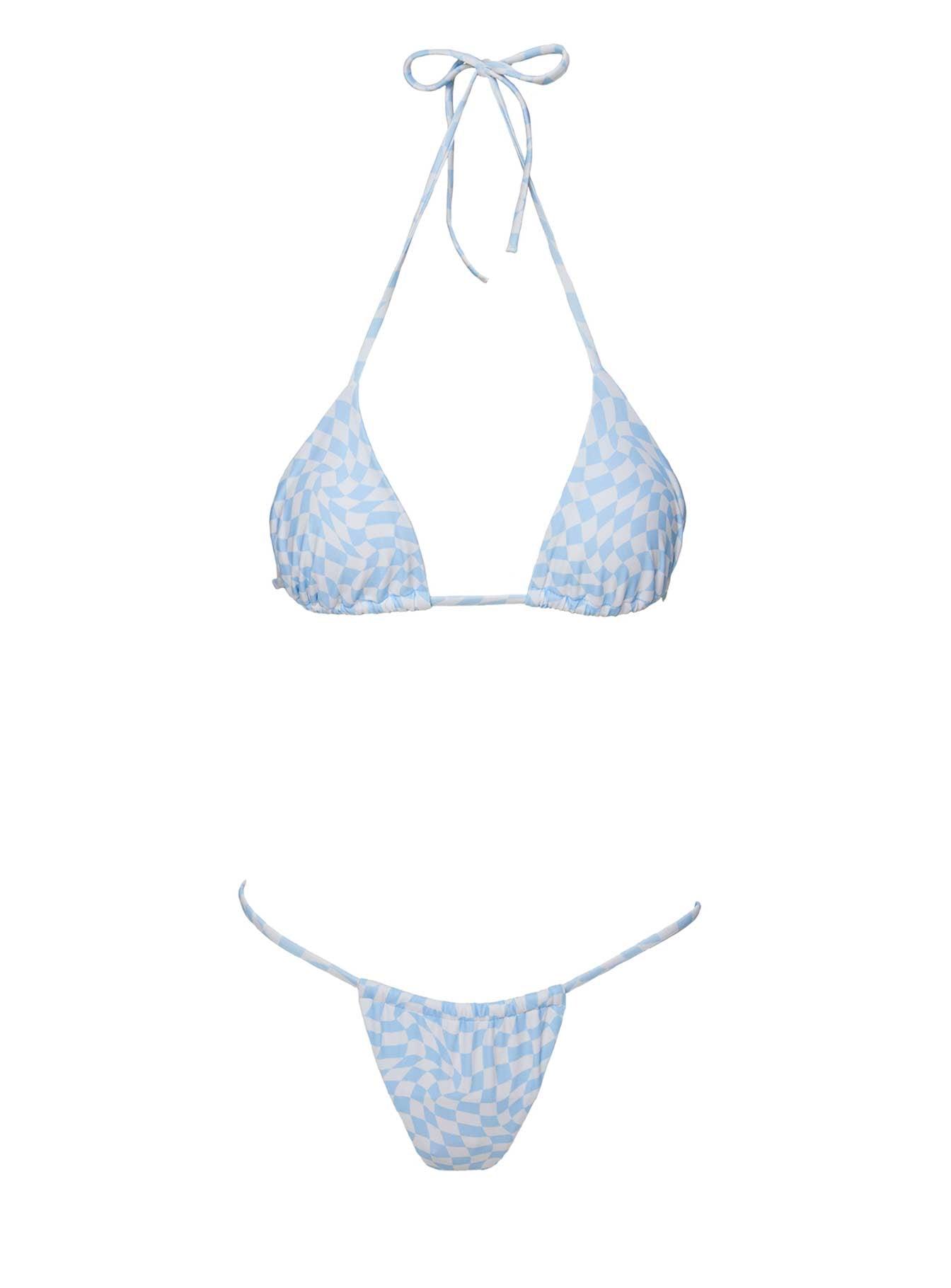 Jenner Triangle Bikini Top Blue/White Product Image