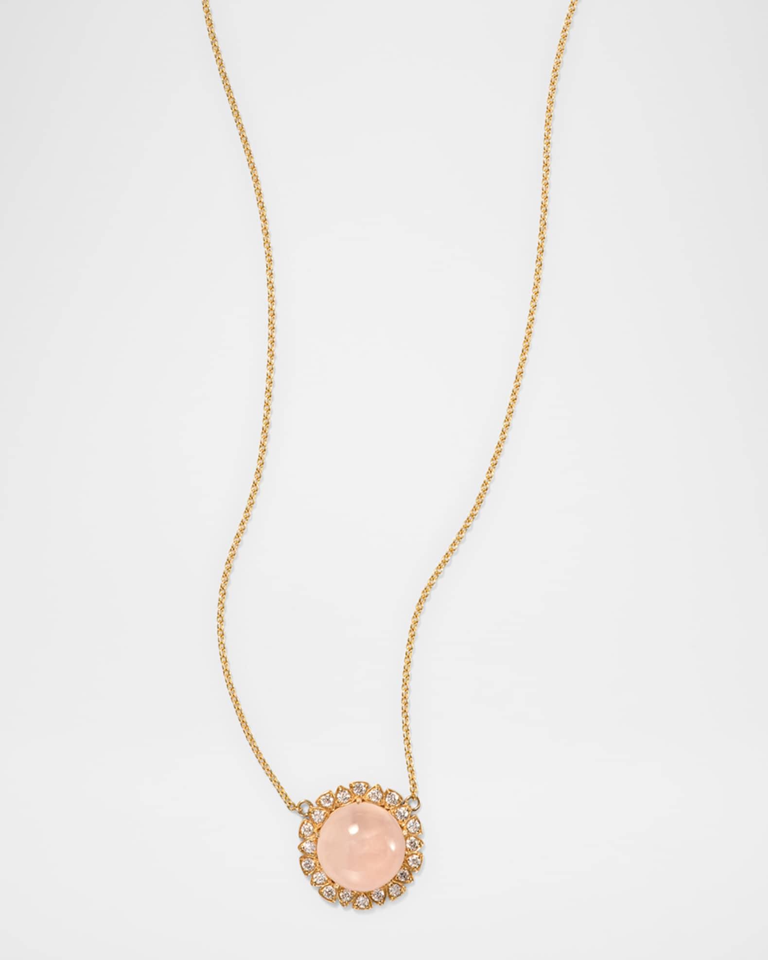18K Yellow Gold Della Diamond and Rose Quartz Pendant Product Image