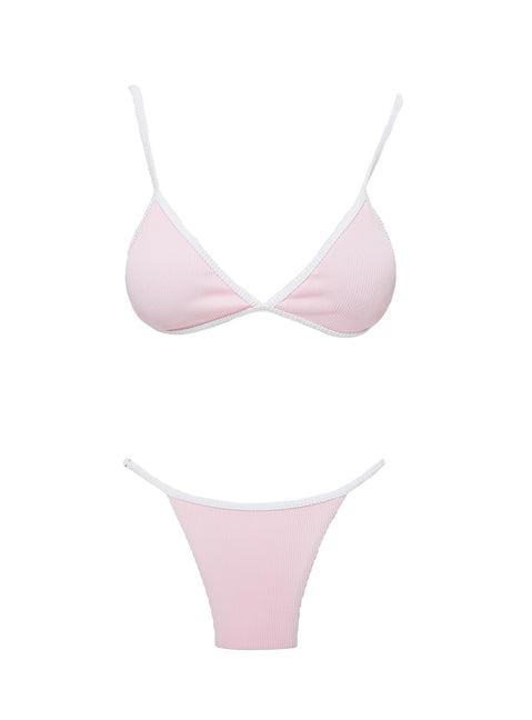 Olivia Adjustable Cheeky Bikini Bottom Pink / White Product Image