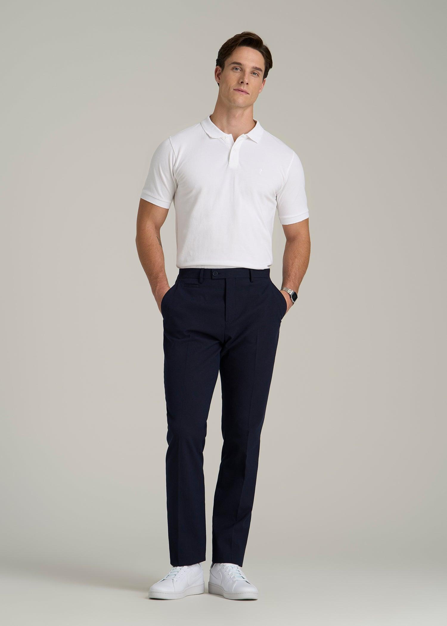 Classic Polo with Embroidered Logo for Tall Men in Bright White Male Product Image