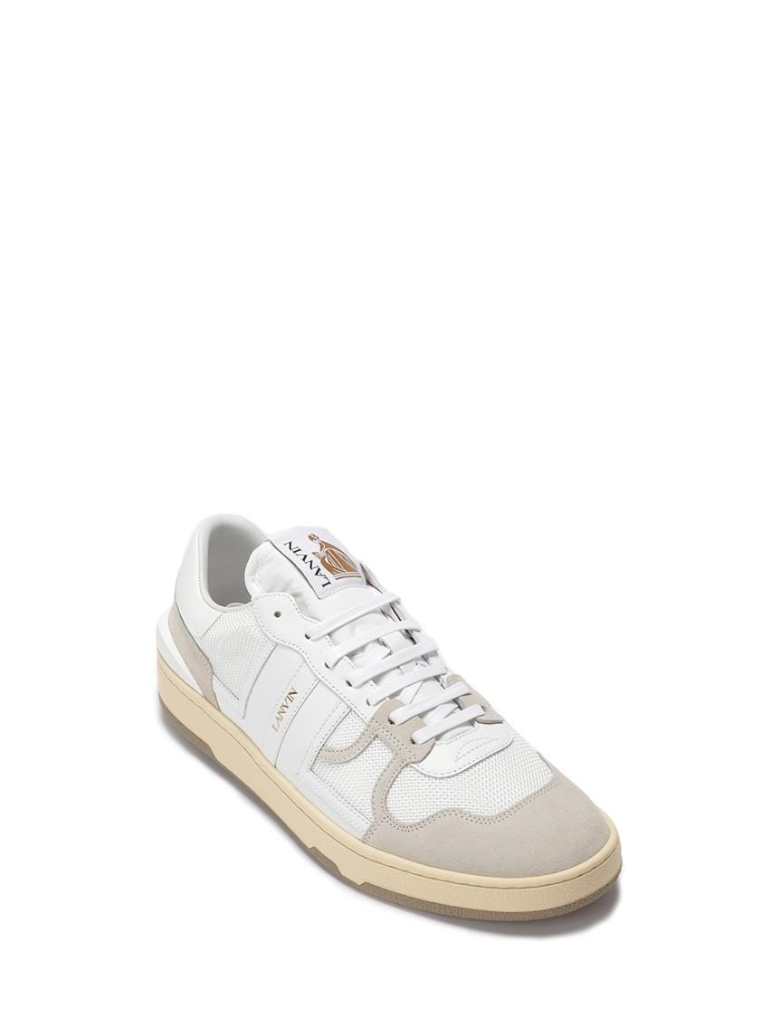 LANVIN Mesh And Leather Clay Sneakers With In White Product Image