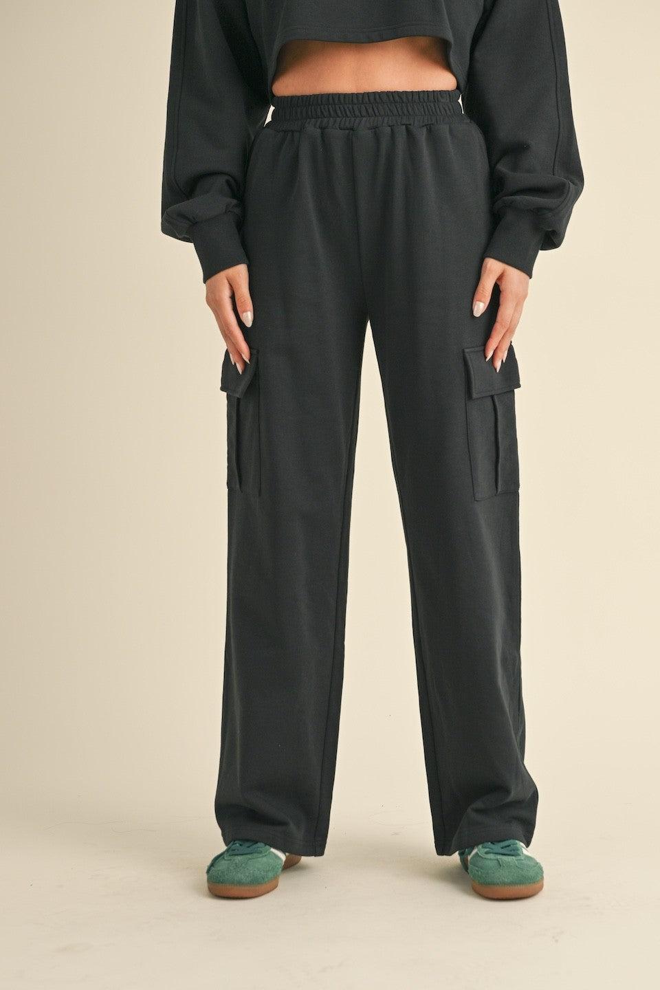 Oversized Crop Sweatshirt and Cargo Sweatpants Set Product Image