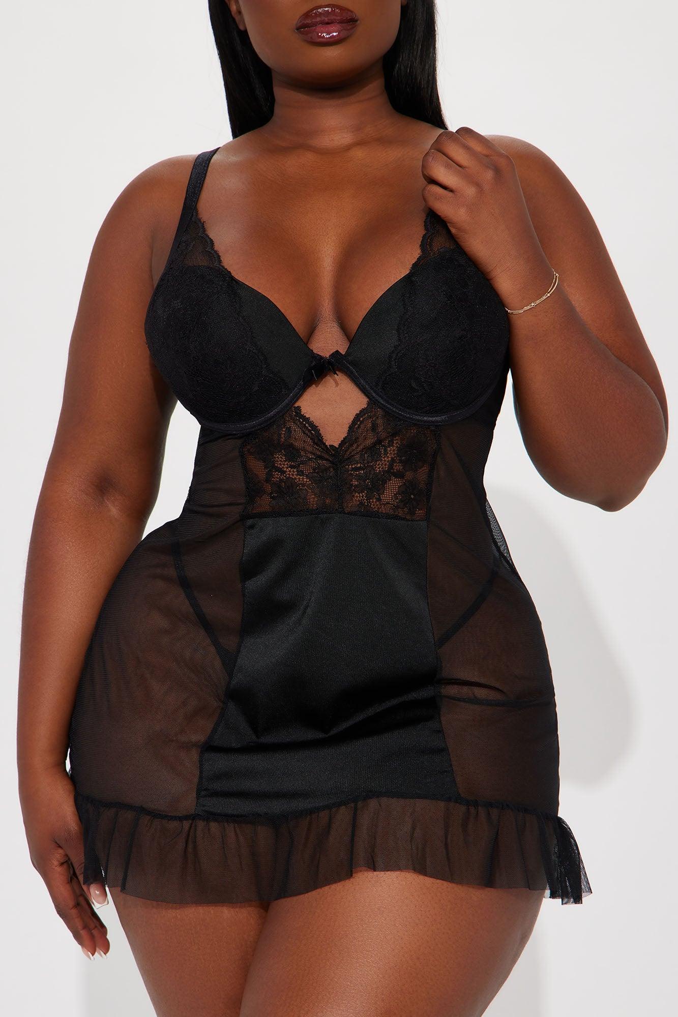 Endless Love Lace Chemise - Black Product Image