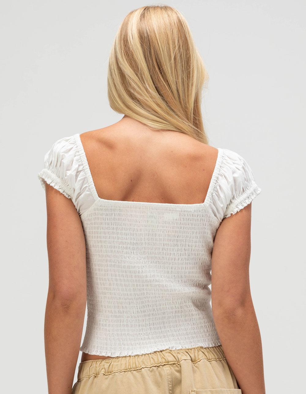 BDG Urban Outfitters Cameron Womens Embroidered Blouse - WHITE Product Image