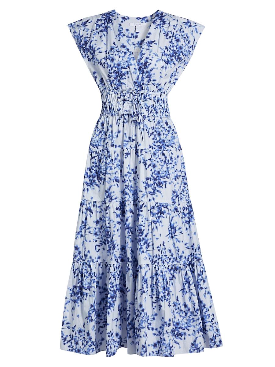 Womens Fatima Cotton Floral Midi-Dress Product Image