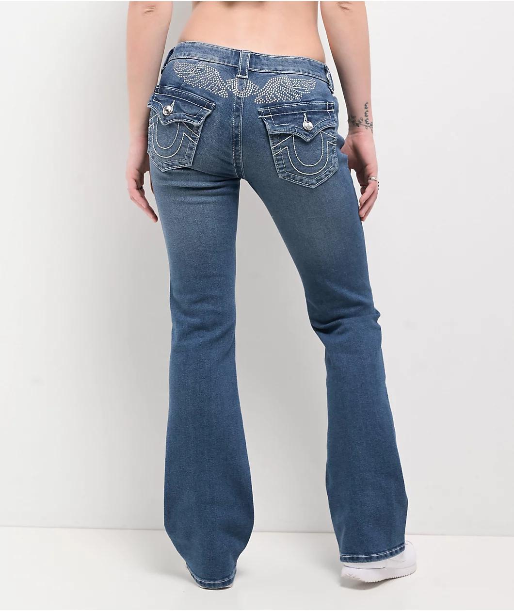 True Religion Becca Crystal Wing Marina Mid Rise Bootcut Jeans Product Image