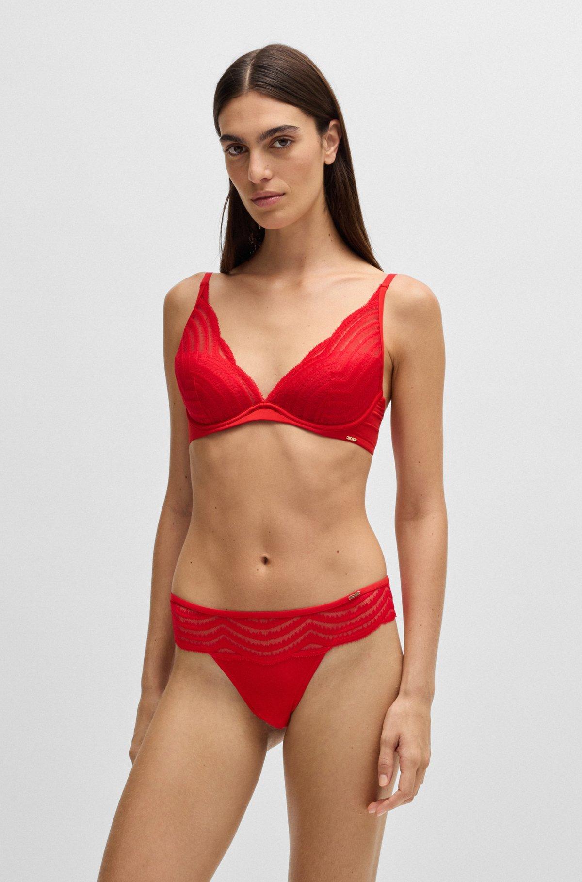 Lace-trim thong with logo detail Product Image