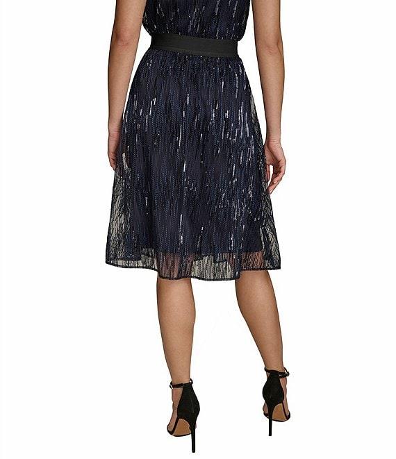 Donna Karan Sequin Mesh A-Line Skirt Product Image