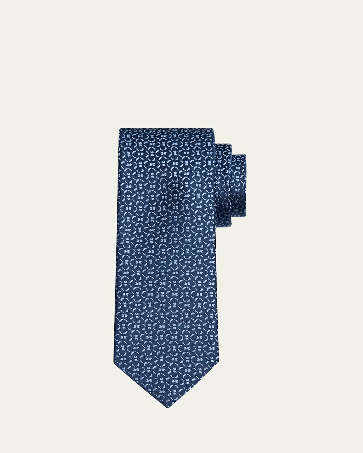 Mens Semi-Circle Woven Silk Tie Product Image