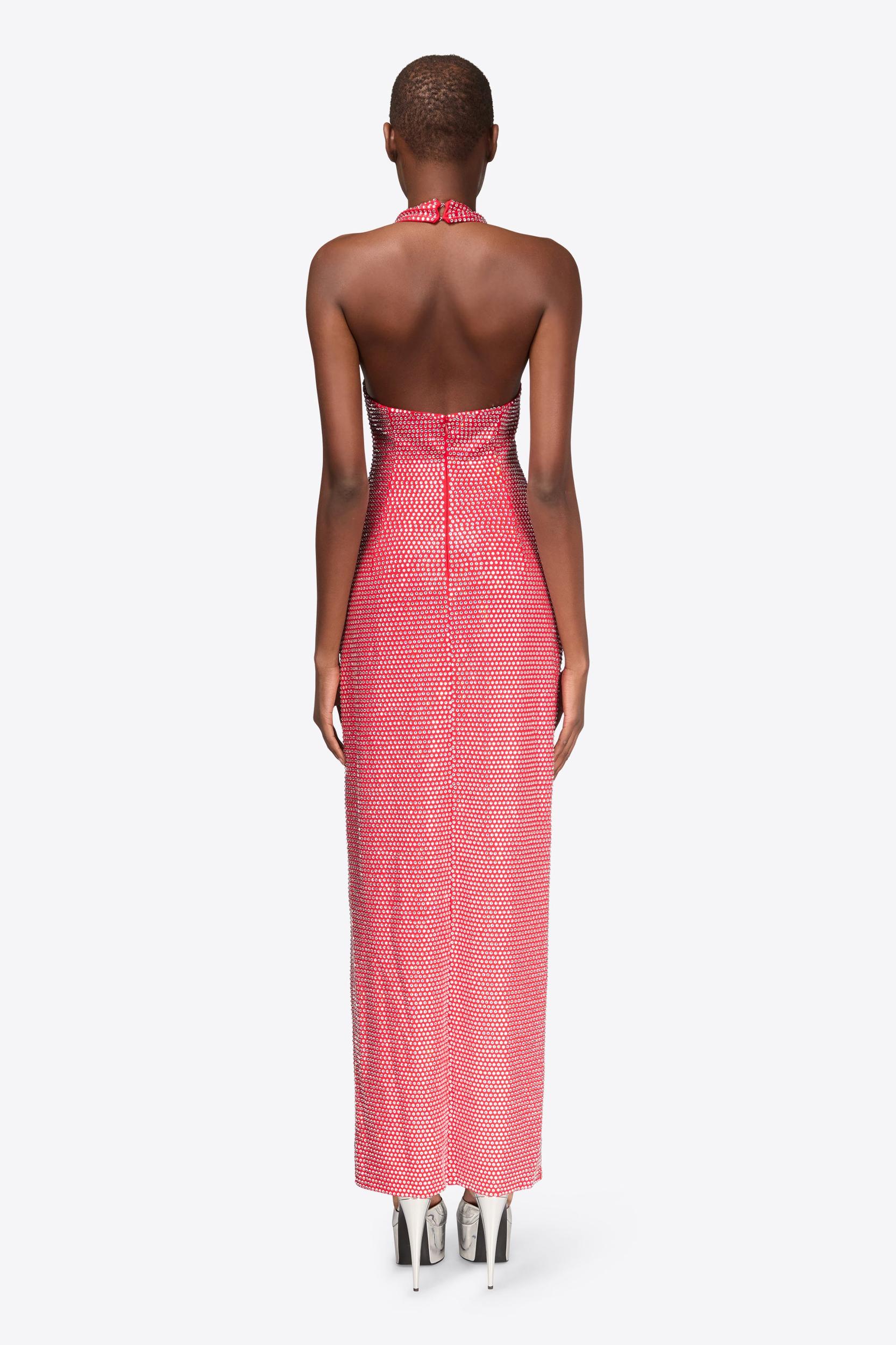 Crystal Embellished Halter Slit Gown Product Image