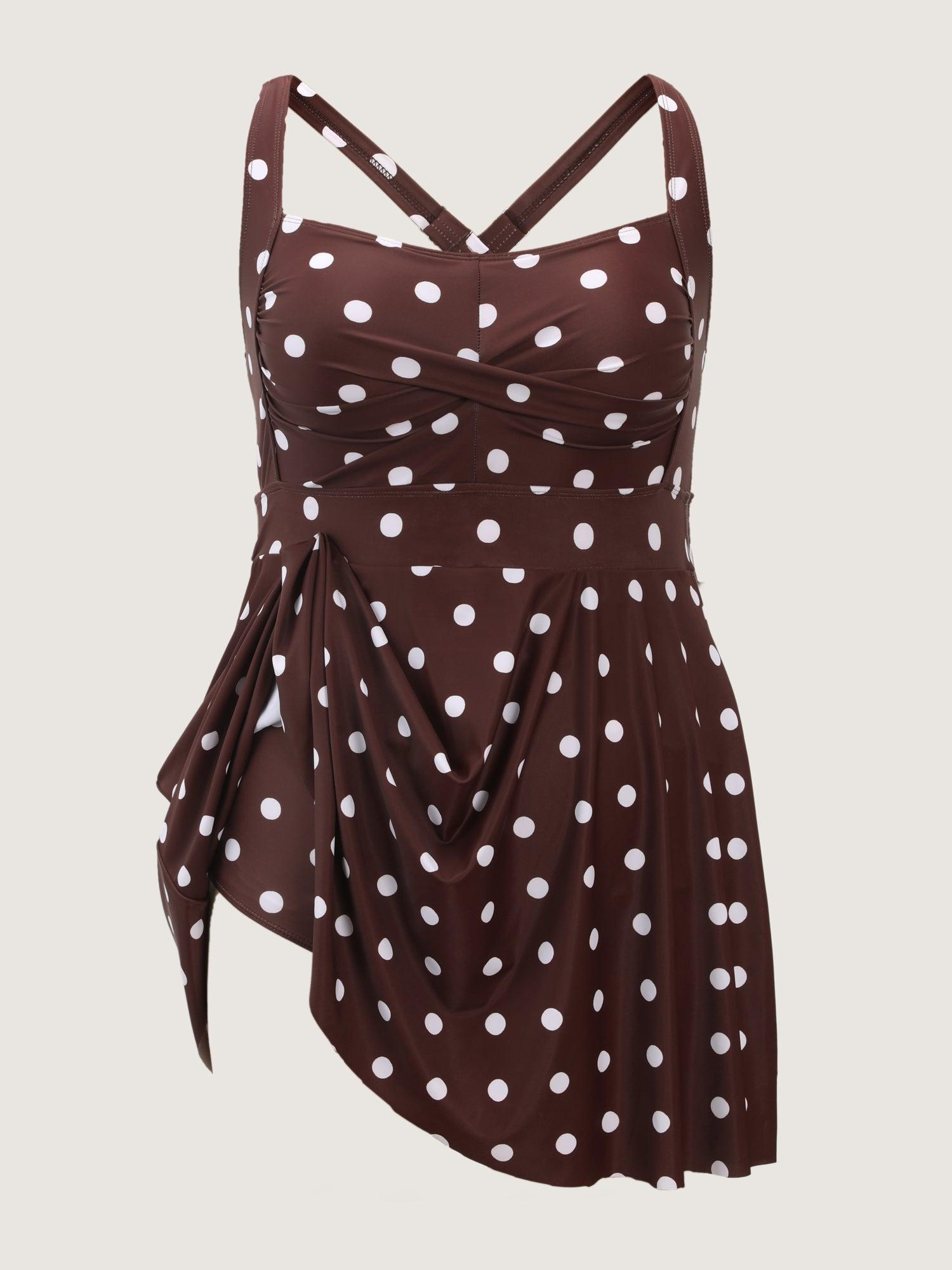 Twist-Front Polka Dots Swim Dress Female Product Image
