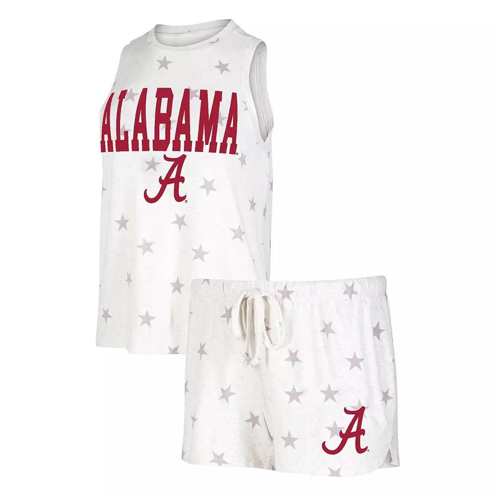 Women's Concepts Sport Cream Alabama Crimson Tide Agenda Stars Tank Top and Shorts Sleep Set, Size: Medium, Beige Product Image