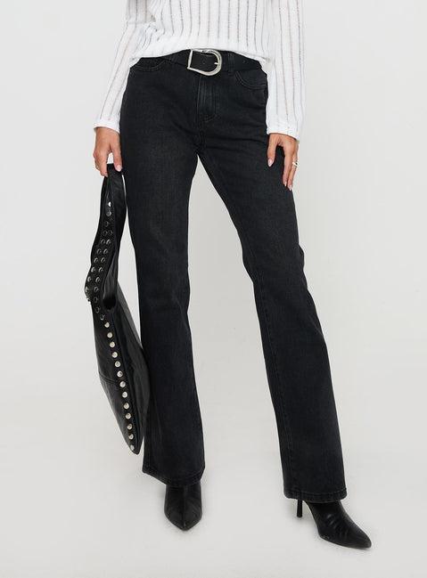 Kemsley Mid Rise Bootleg Jeans Washed Black Product Image