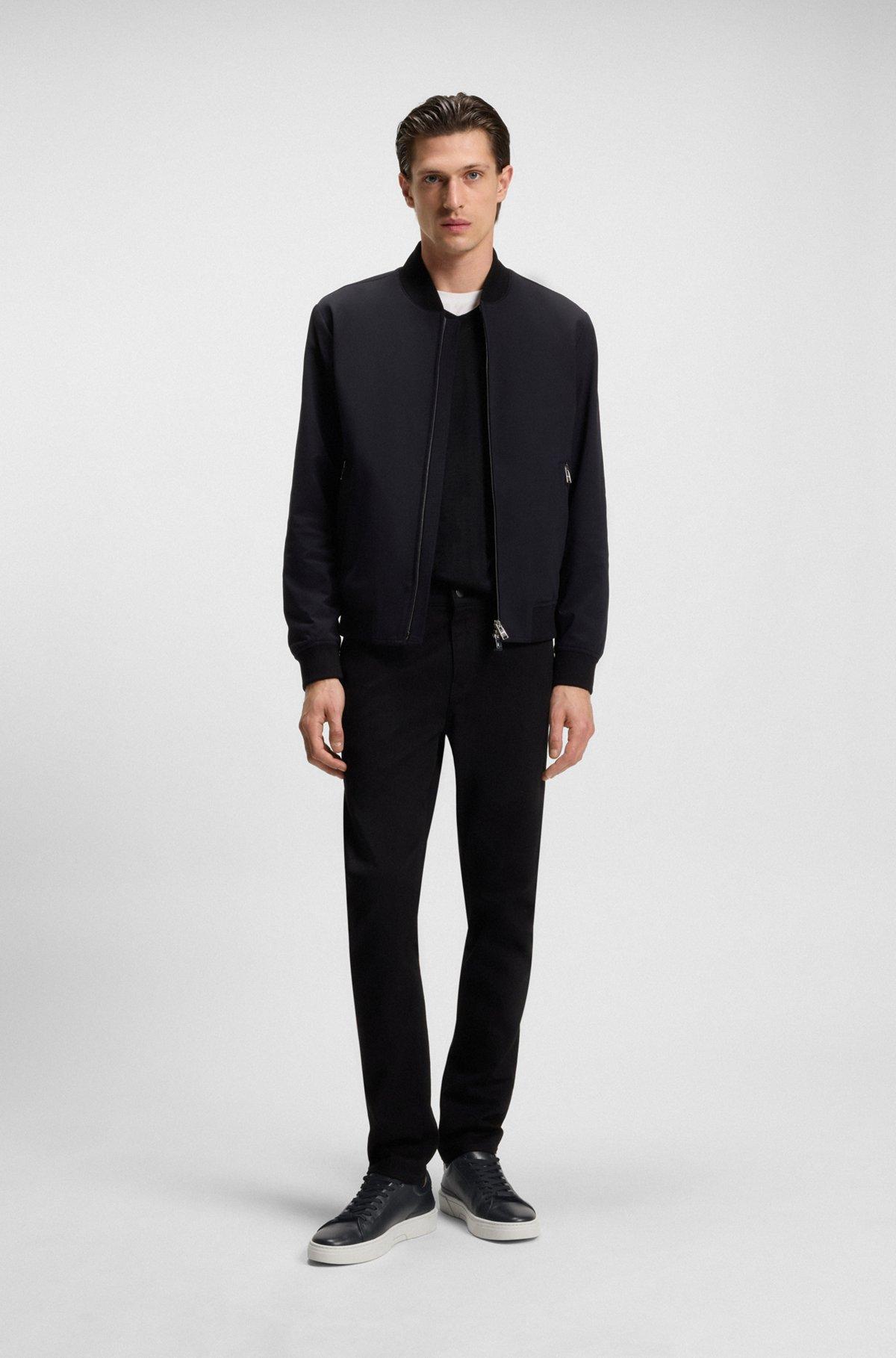 BOSS - Gary leather low-top trainers with branded lace loop - Dark Blue Product Image