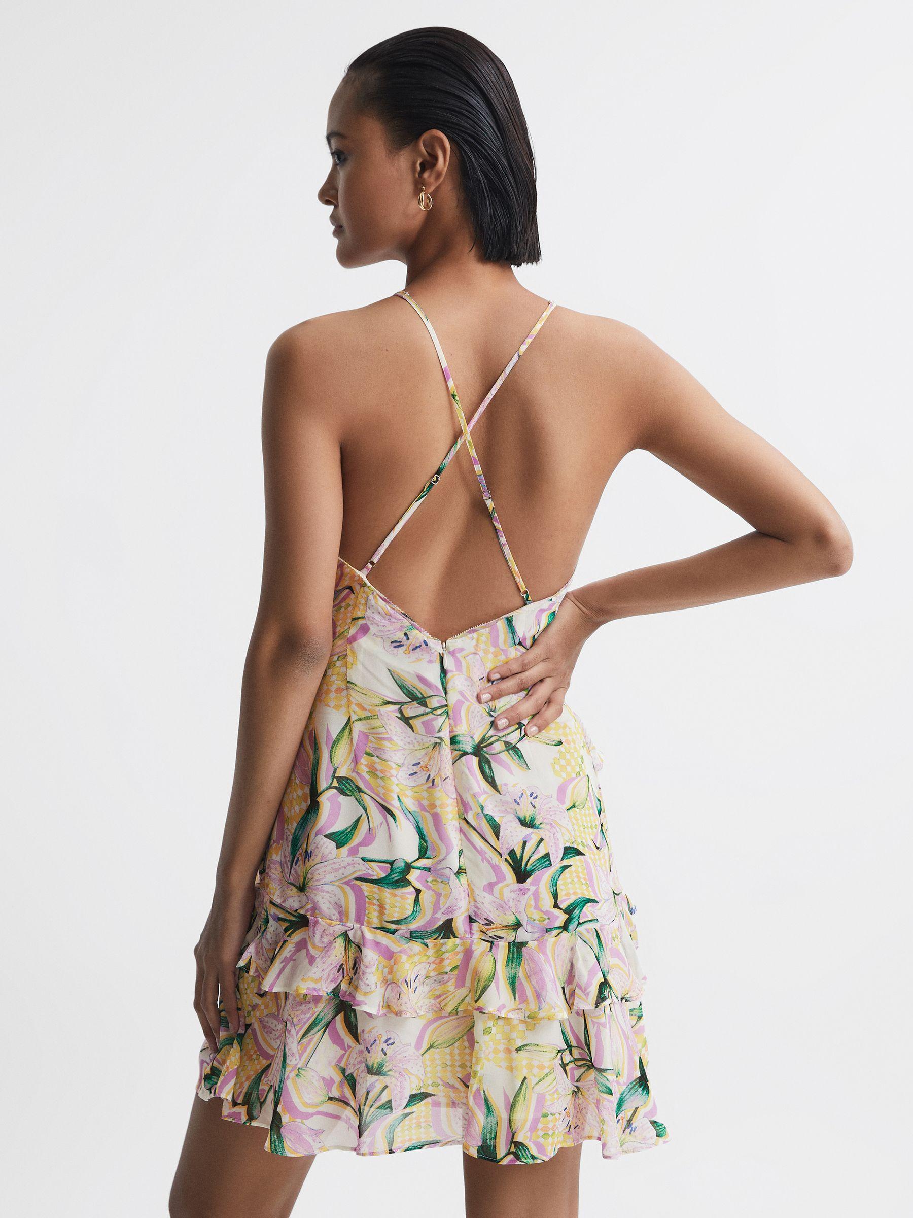 Floral Strappy Mini Dress in Yellow Product Image