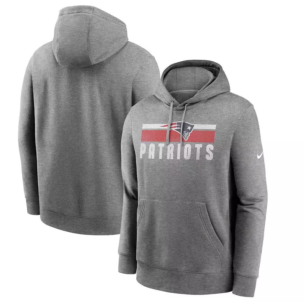 Men's Nike Heather Charcoal New England Patriots Club Fleece Pullover Hoodie, Size: Large Product Image