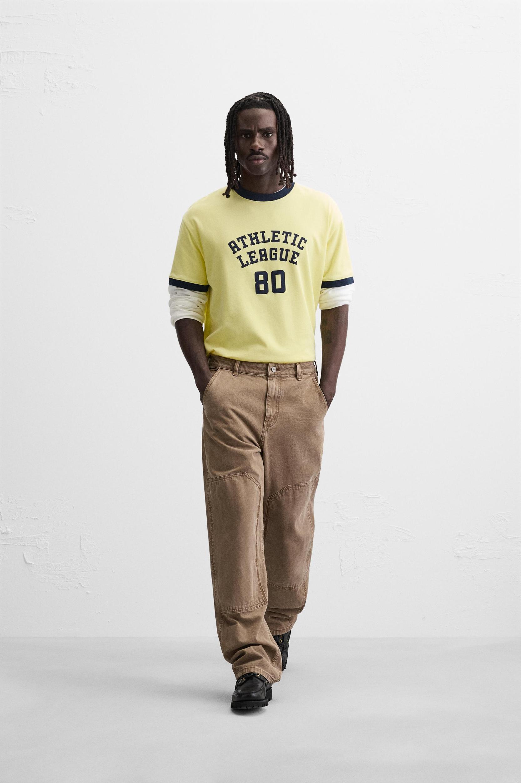 CONTRAST RIB TEXT T-SHIRT Product Image