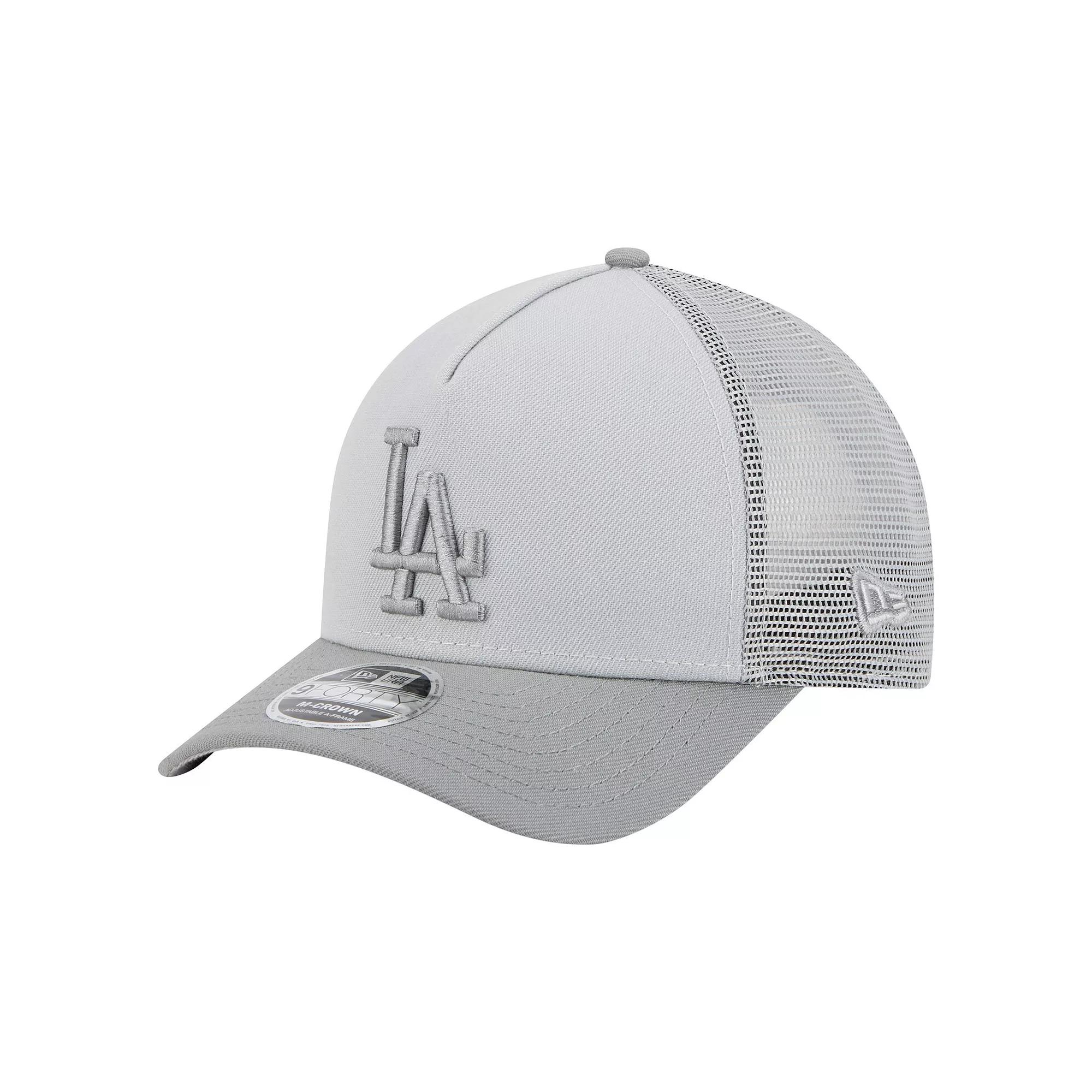 Men's New Era Gray Los Angeles Dodgers Color Pack A-Frame 9FORTY Trucker Adjustable Hat, Grey Product Image