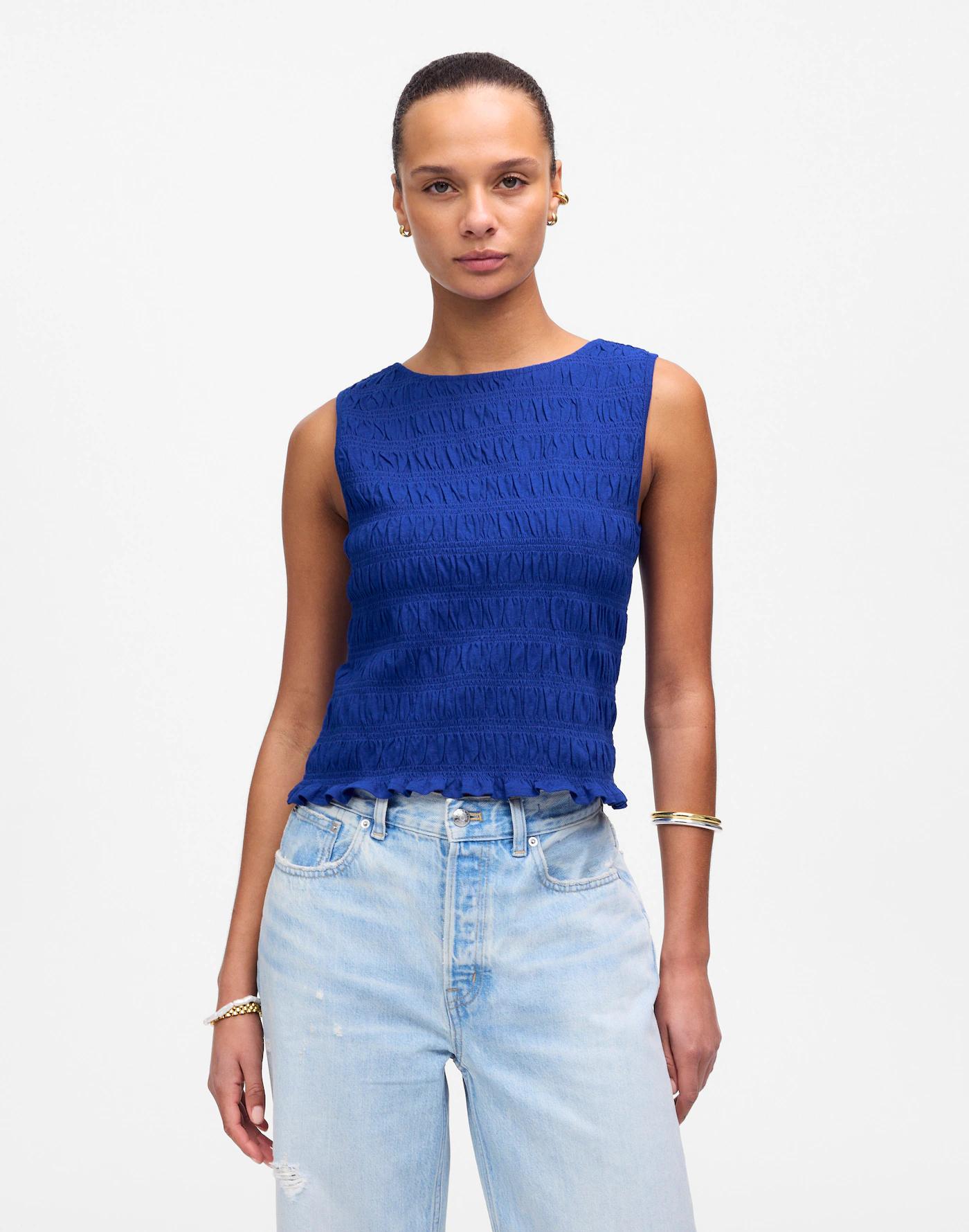 Smocked Boatneck Tank Product Image