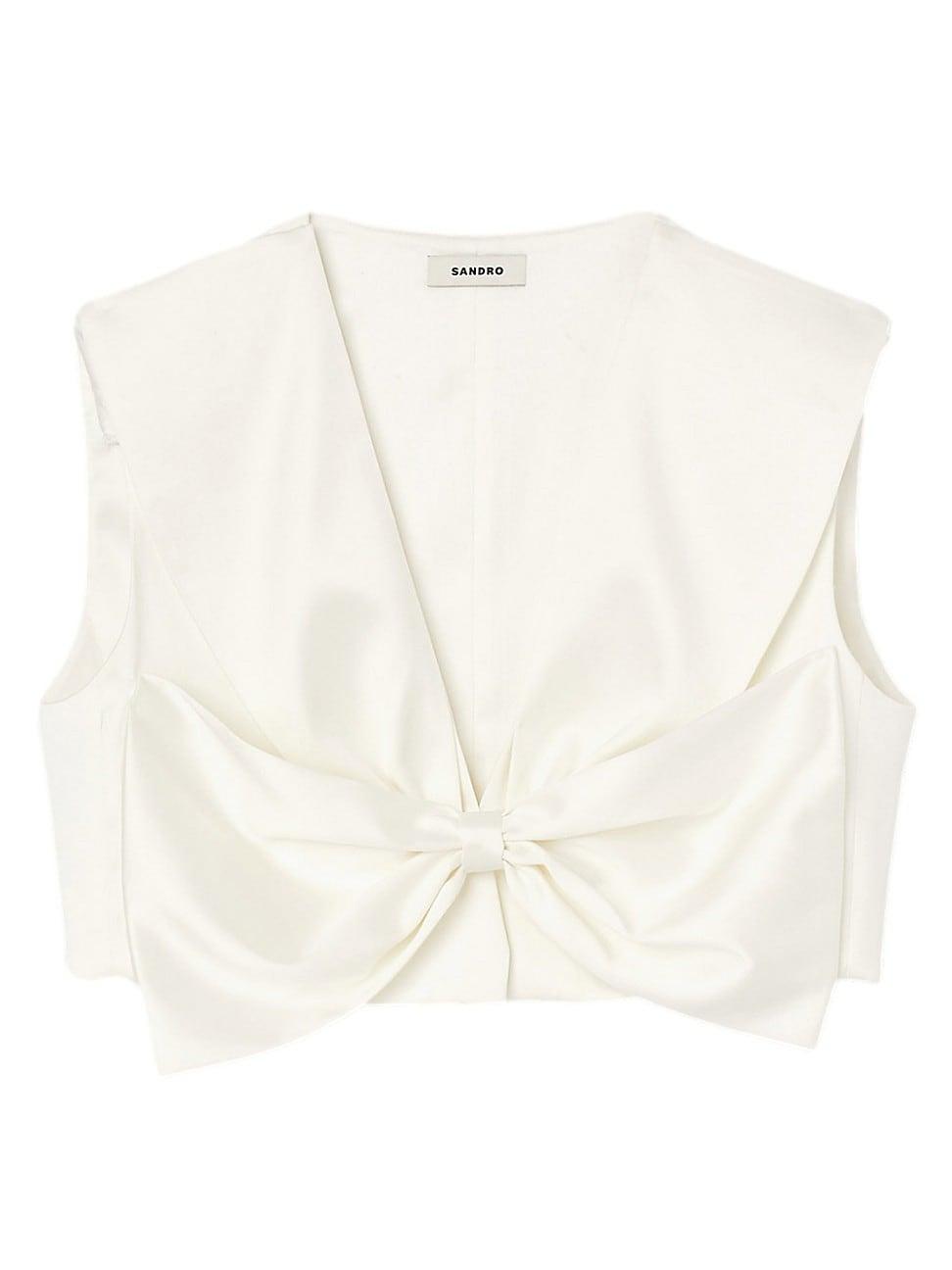 Womens Satin-Effect Crop Top Product Image