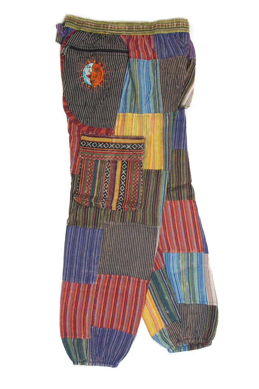 Cargo Embroidered Patchwork Pants Product Image