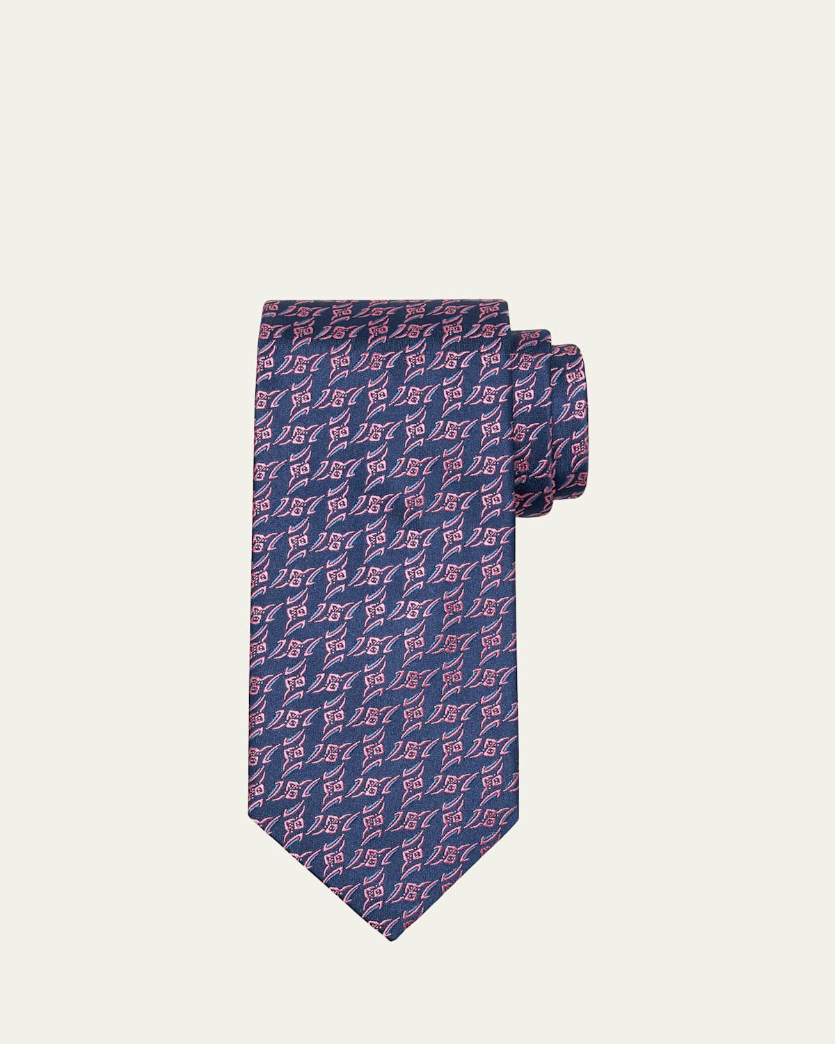Mens Chevron Dot Silk Tie Product Image