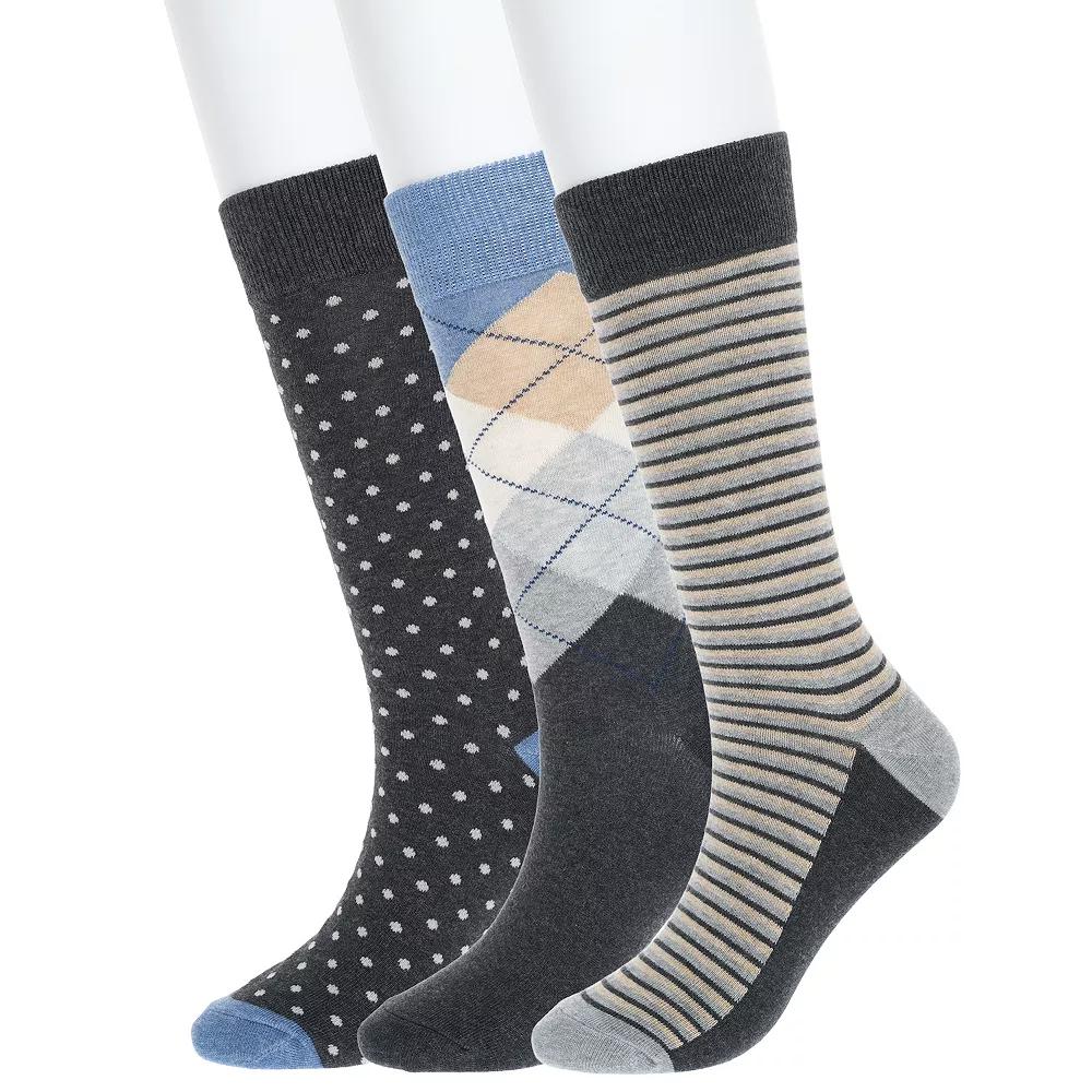 Men's Sonoma Goods For Life® 3-pack Patterned Dress Socks, Brown Stripe Argyle Product Image