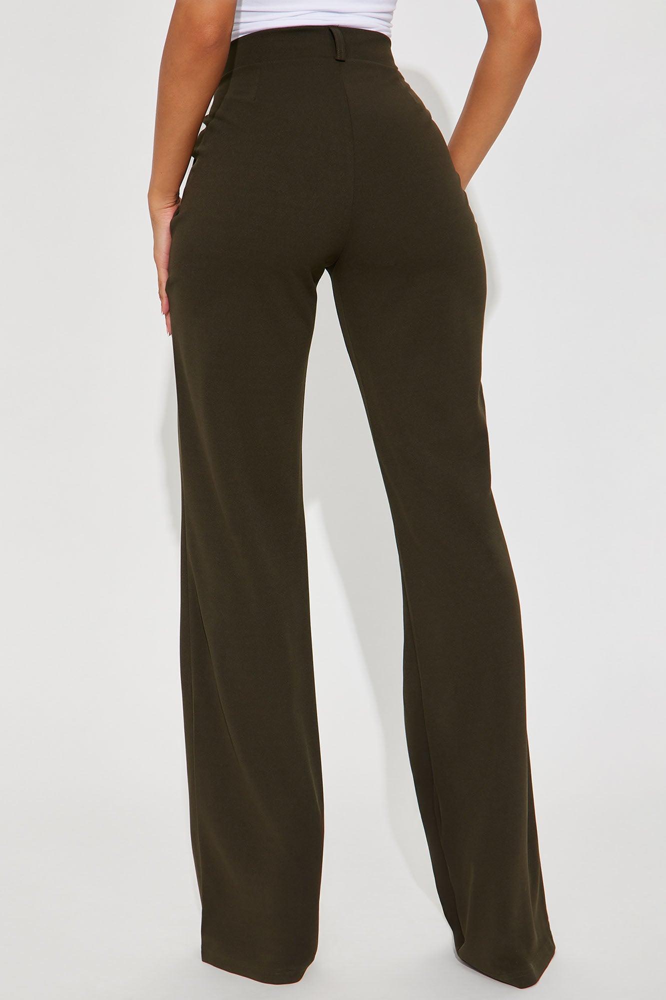 Tall Heidi Wide Leg Trouser Pant - Olive Female Product Image