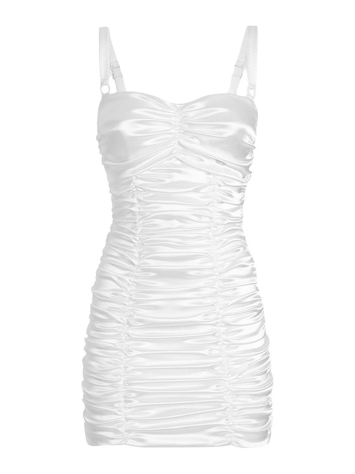 DOLCE & GABBANA Knee Length Dress Adjustable Straps In White Product Image