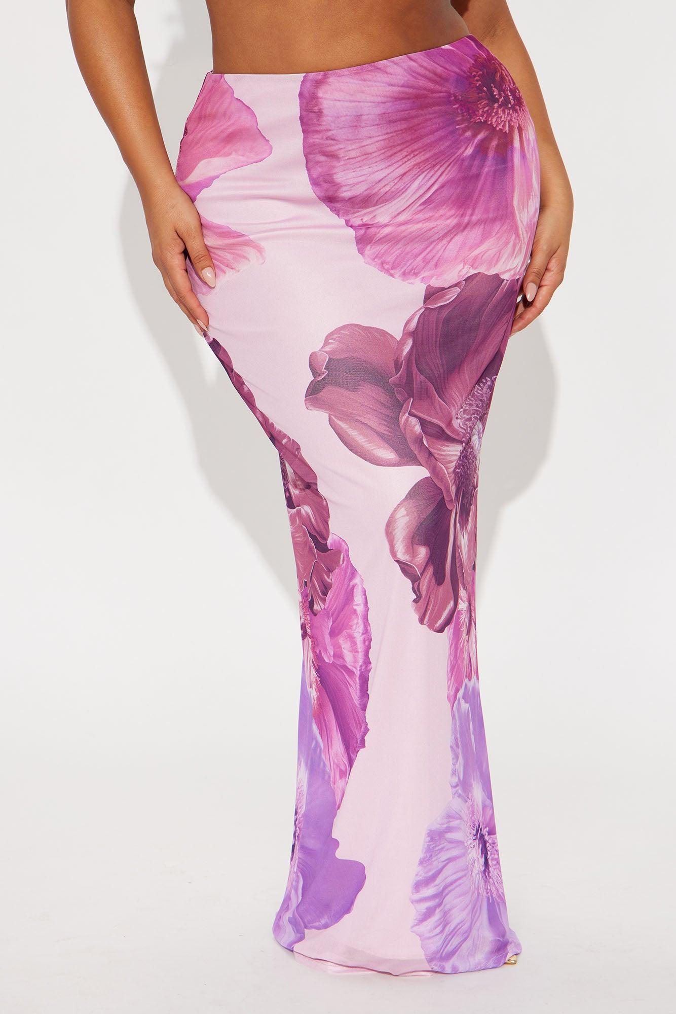 Take A Breath Mesh Maxi Skirt - Purple/combo Female Product Image