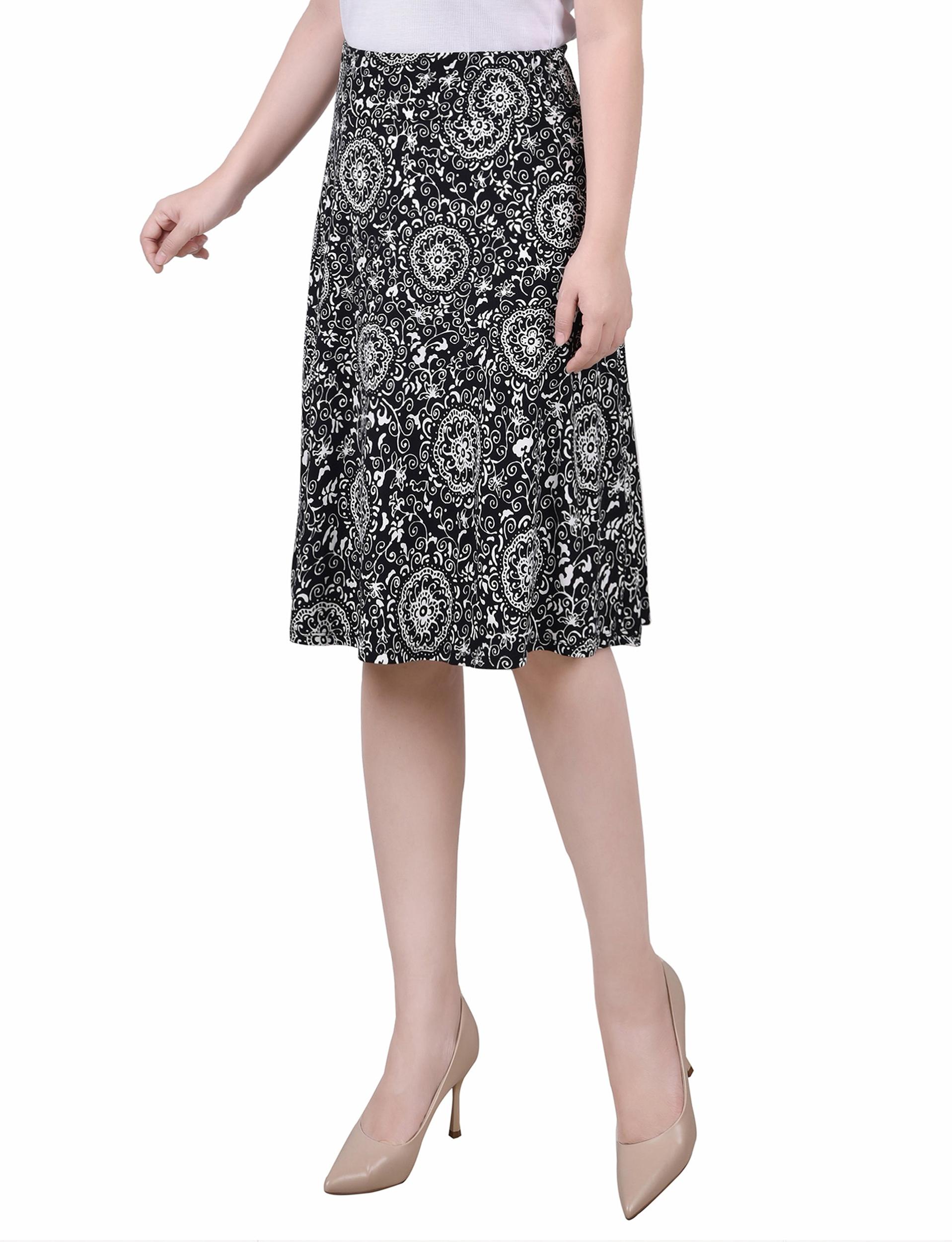 Black Doralflower Wide Waisted Knee Length Skirt - Petite Product Image