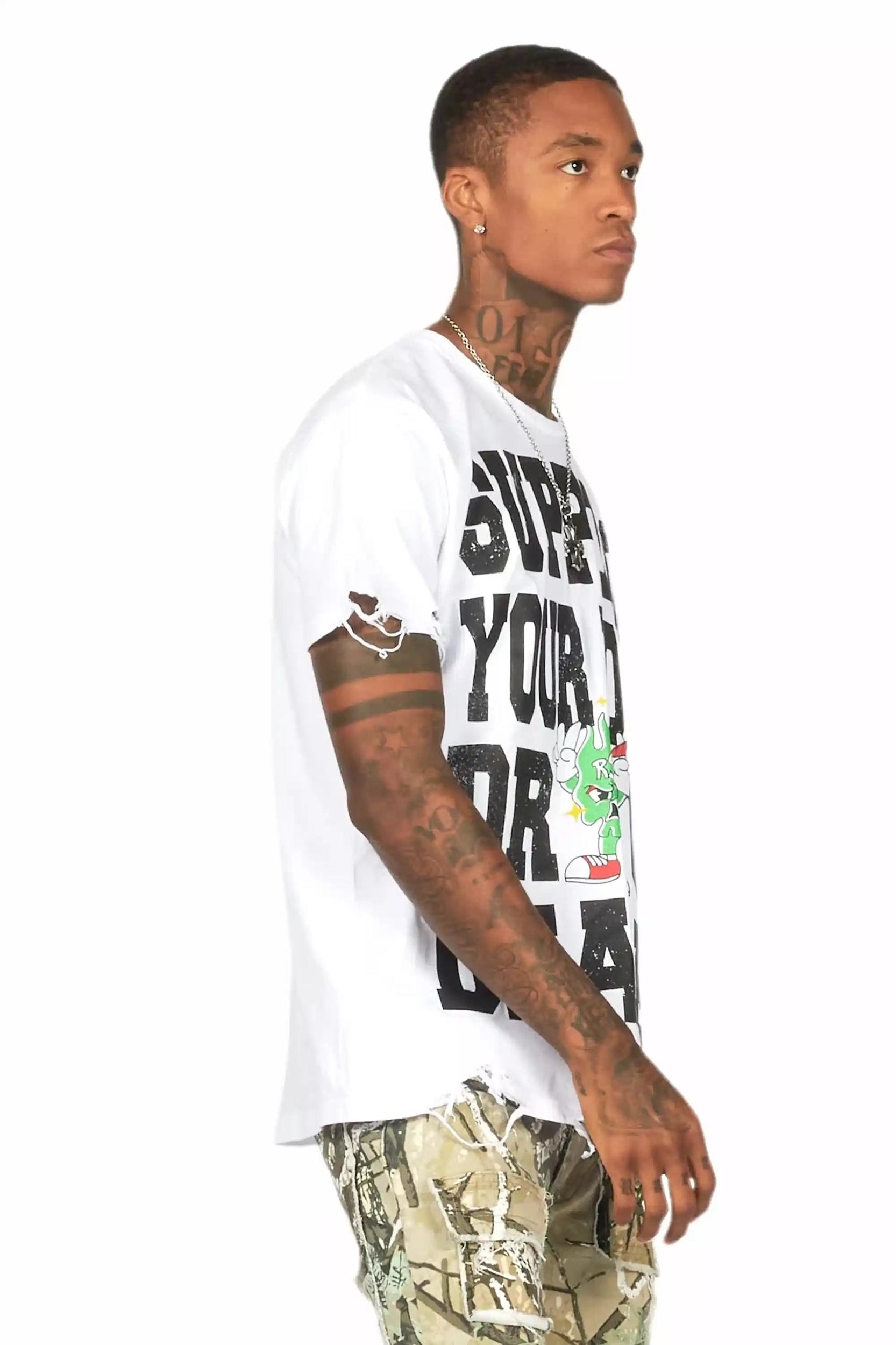 Tarl White Oversized Graphic T-Shirt Male Product Image