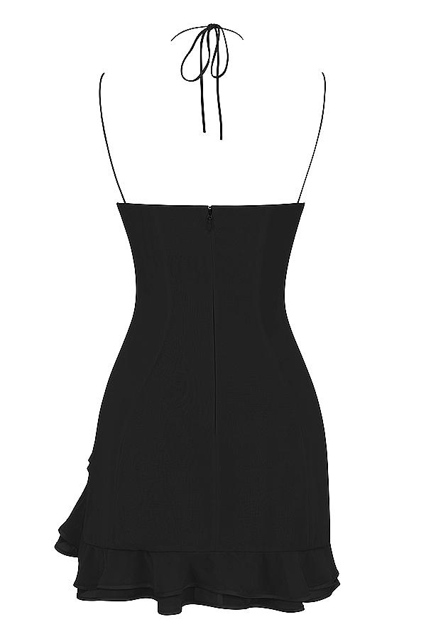Rossella  black ruffle mini dress Product Image