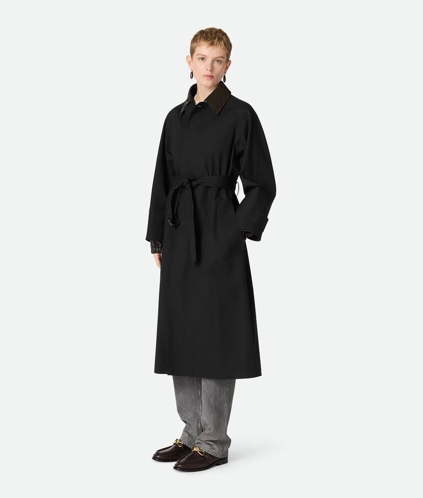 Women's Cotton Trench Coat in Black Product Image