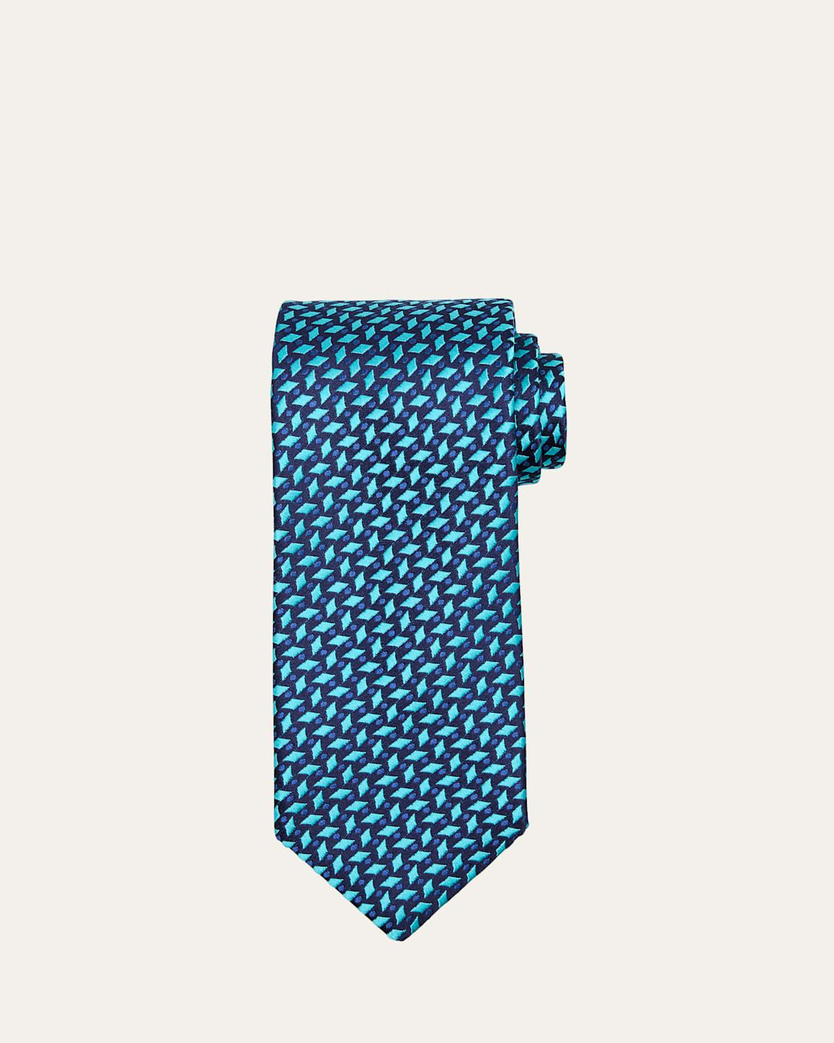 Mens Diamond Woven Silk Tie Product Image