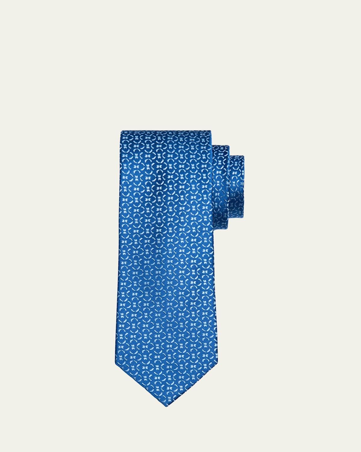 Mens Semi-Circle Woven Silk Tie Product Image