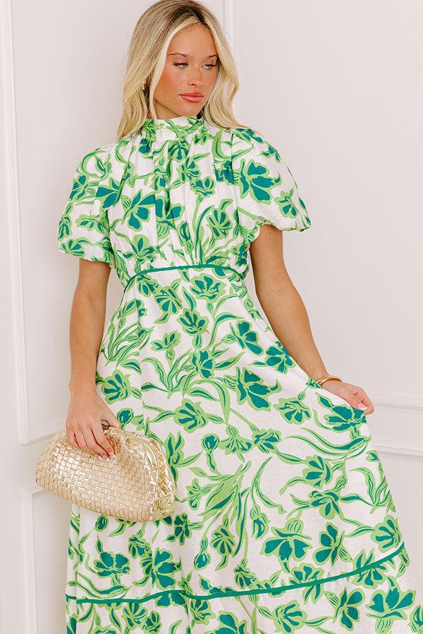Vineyard Dreams Floral Midi Dress in Lime Product Image
