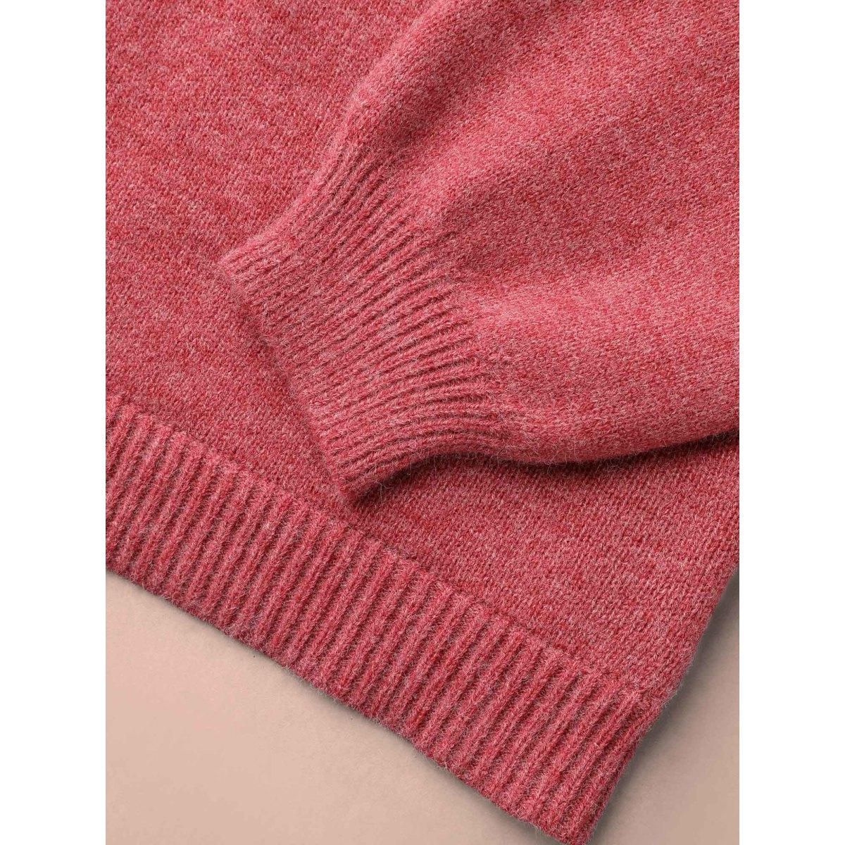 Plus Size Surplice Neck Solid Textured Pullover Scarlet Women Casual Loose Long Sleeve Overlap Collar Everyday Pullovers BloomChic 18-20/2X Product Image