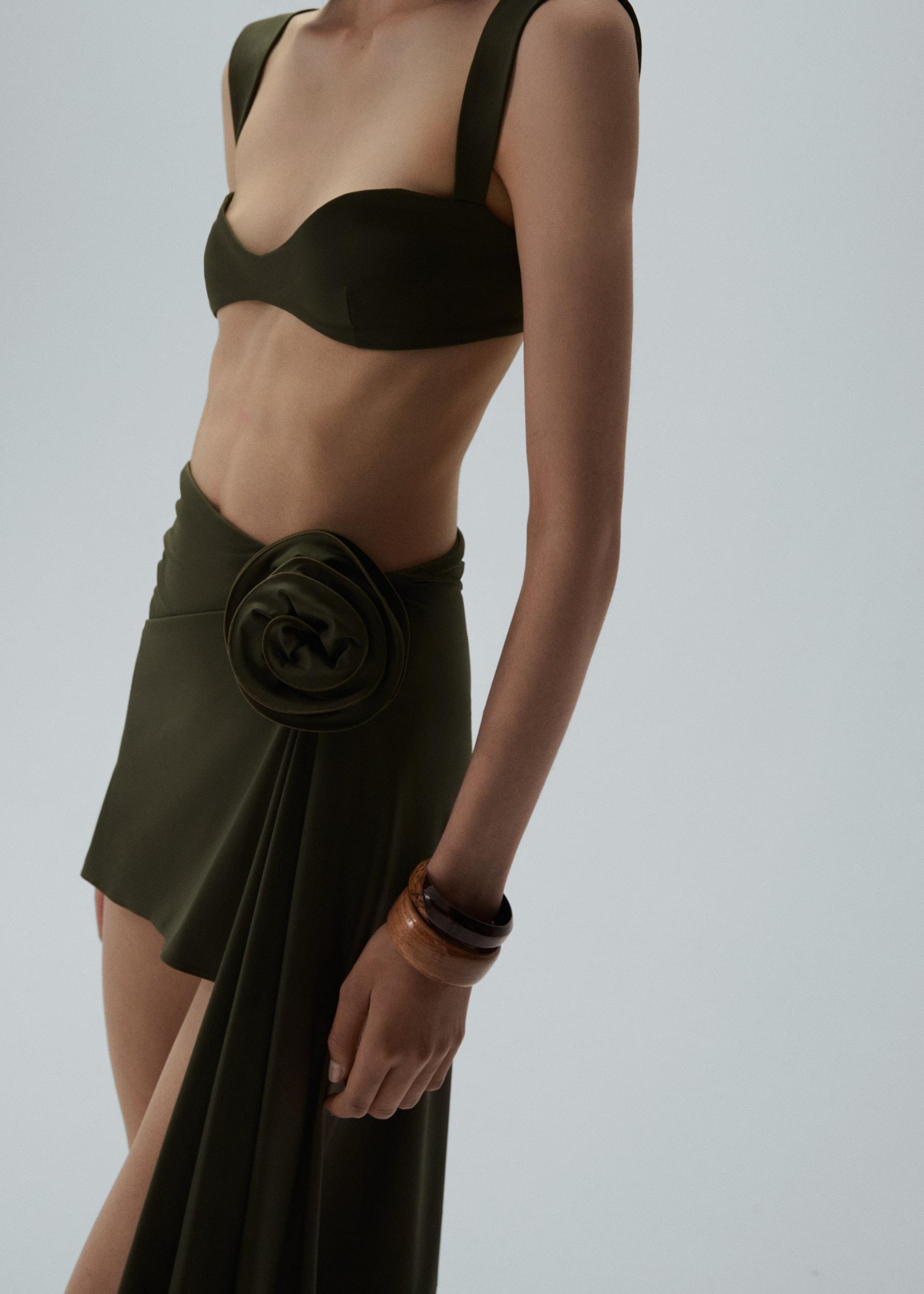 Retro bustier swim top in khaki Product Image