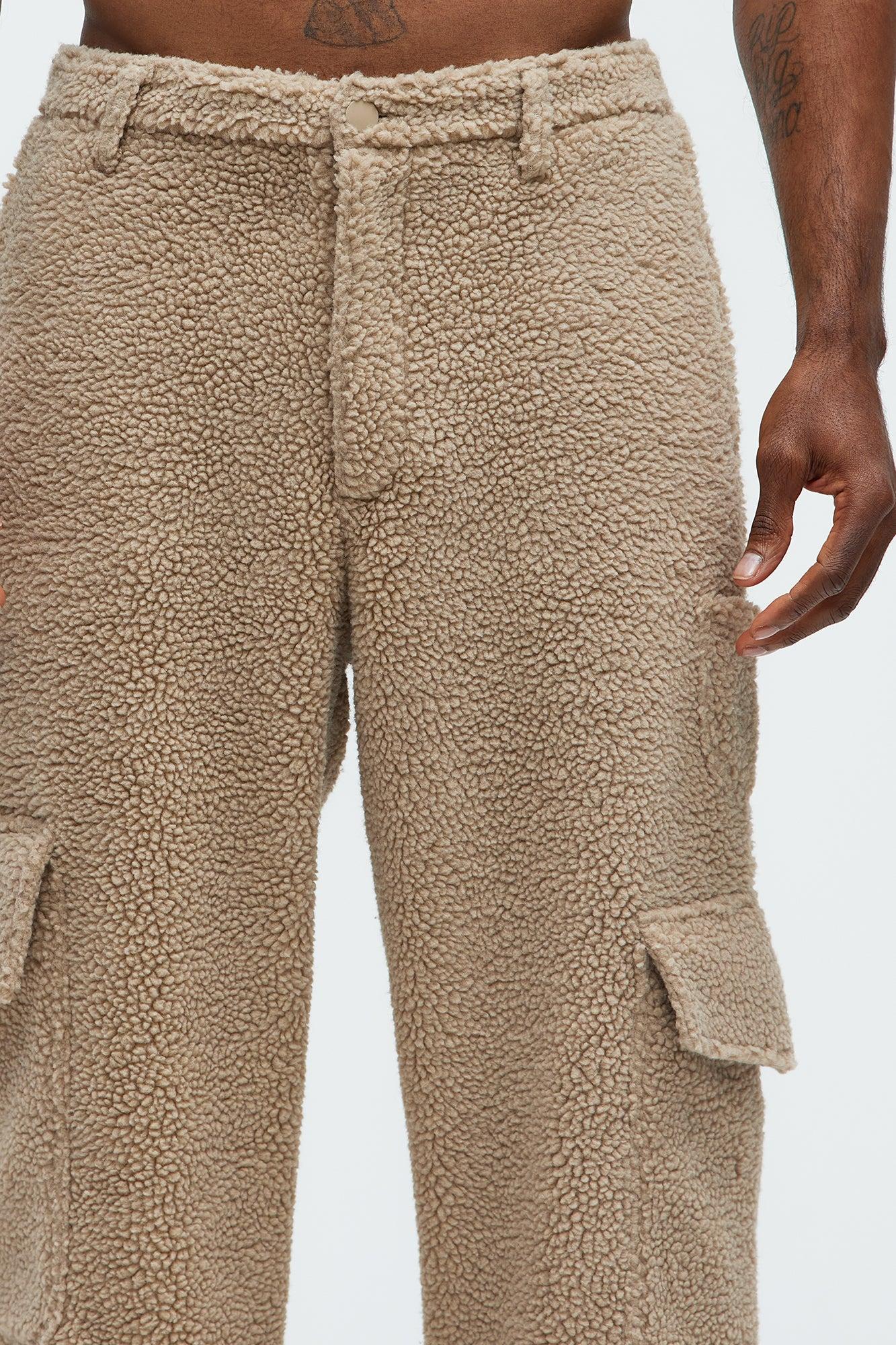 Axel Polar Fleece Baggy Cargo Pants - Tan Product Image