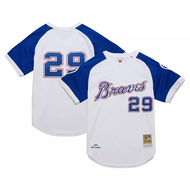 Men's Mitchell & Ness John Smoltz White Atlanta Braves 2004 Cooperstown Collection Authentic Throwback Jersey, Size: 4XL Product Image