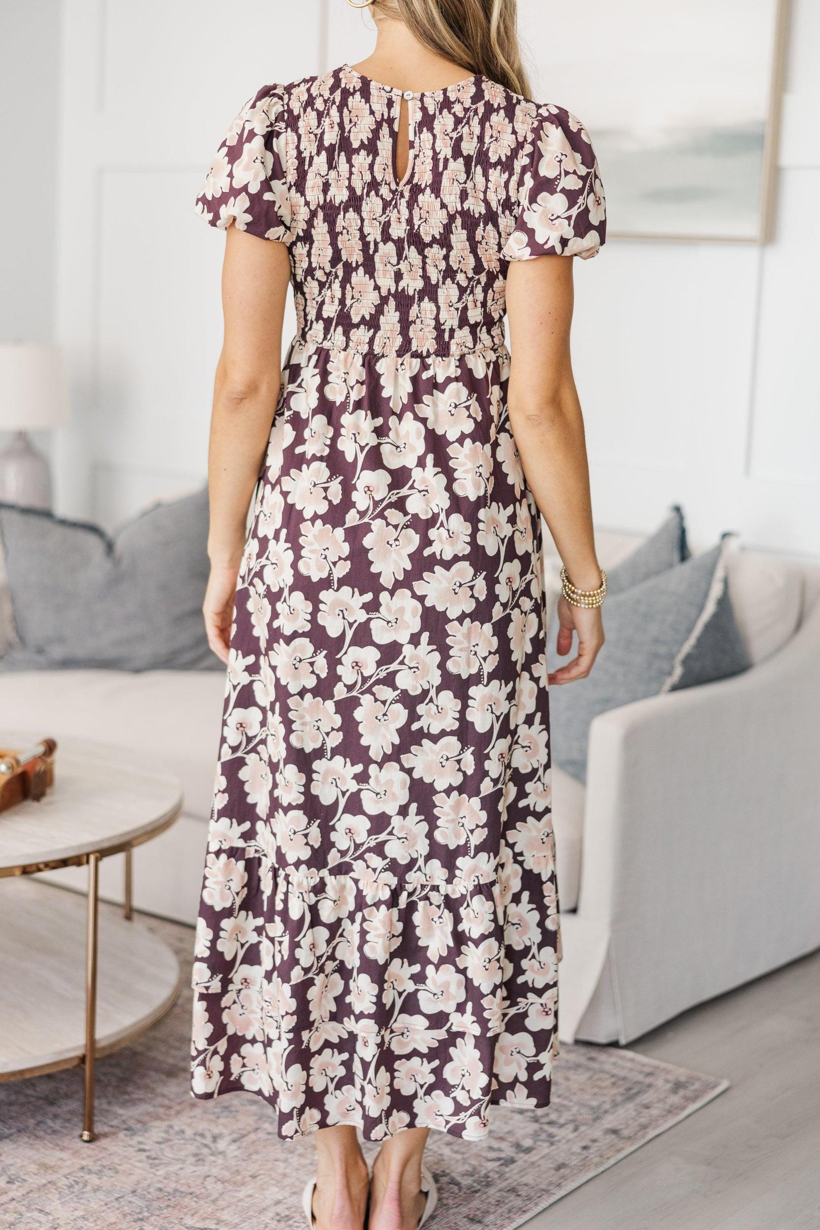 NURSING COLLECTION: Make The Right Choice Burgundy Red Abstract Maxi Dress Female Product Image