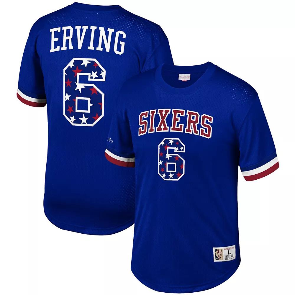 Men's Mitchell & Ness Julius Erving Royal Philadelphia 76ers Player Name & Number T-Shirt, Size: Small, 76r Blue Product Image