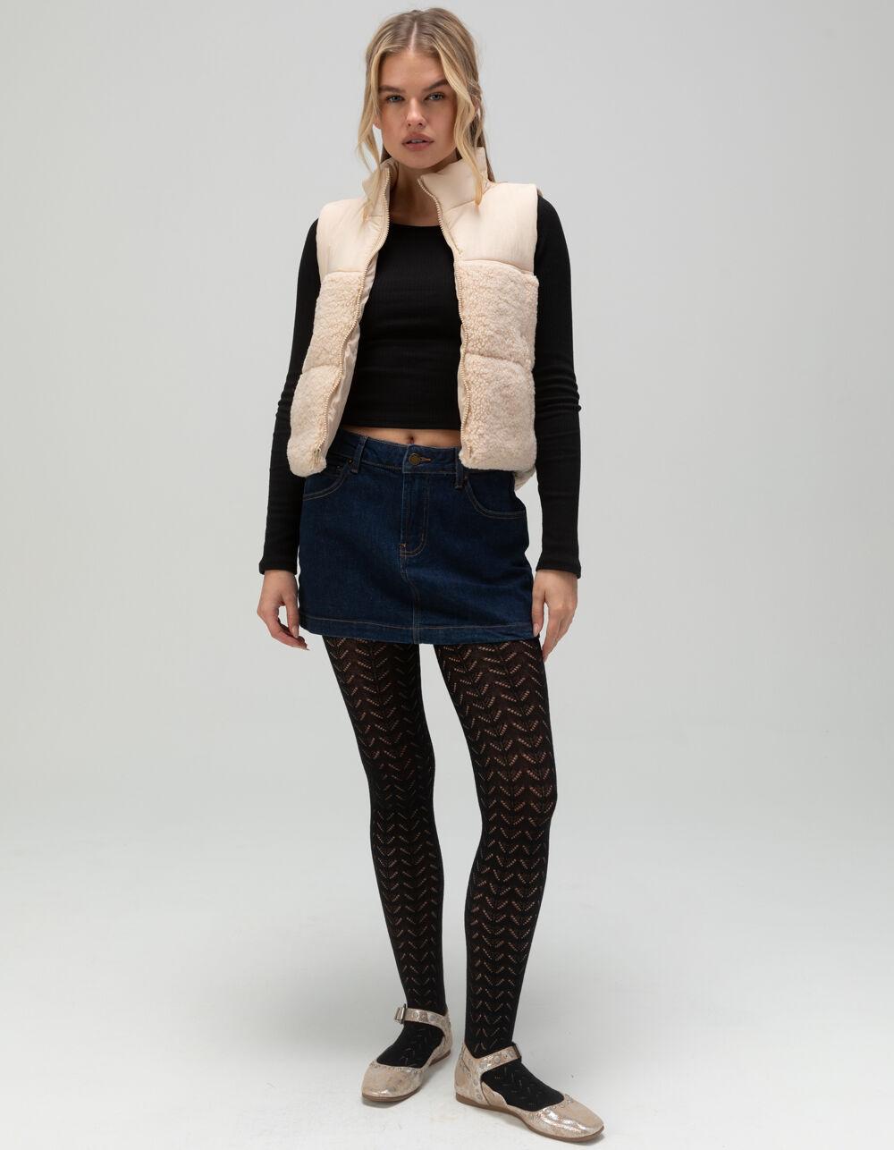 RSQ Womens Nylon Sherpa Vest - CREAM Product Image