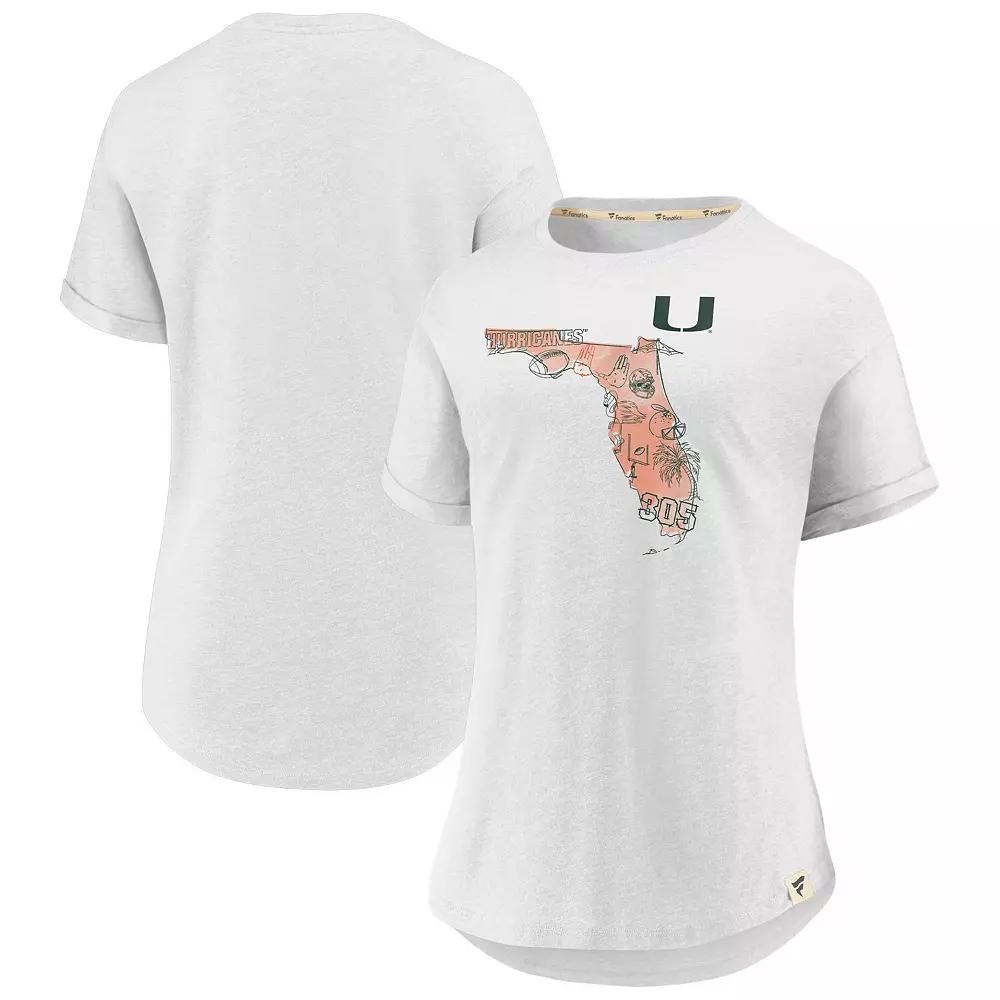 Women's Fanatics White Miami Hurricanes True Classics Home State T-Shirt,  Product Image